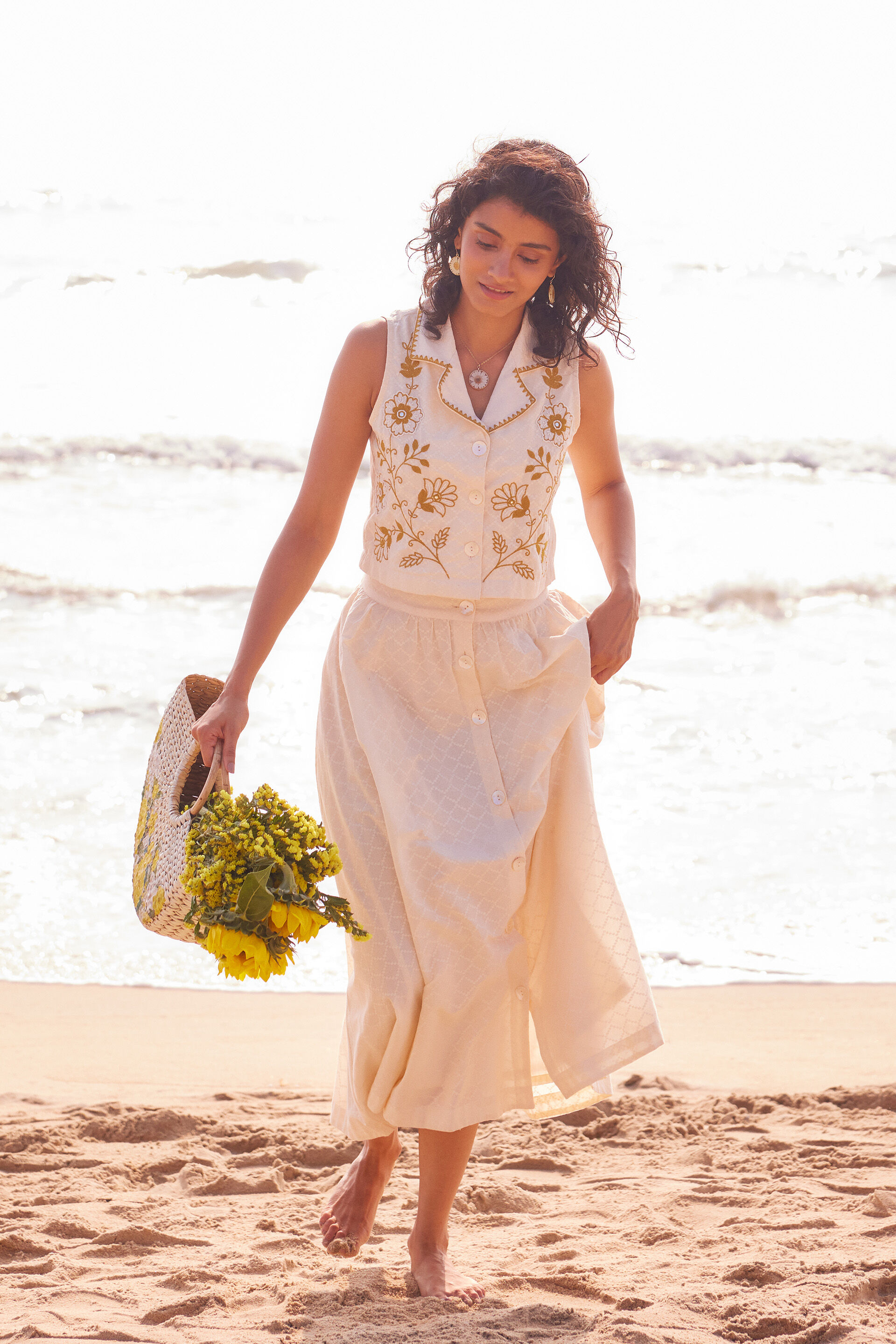 Petal Pop Skirt Set, Off White, image 3